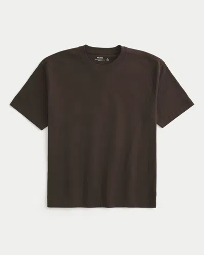 Hollister Boxy Heavyweight Crew T-shirt In Dark Brown