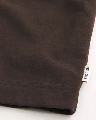 Hollister Boxy Heavyweight Crew T-shirt In Dark Brown