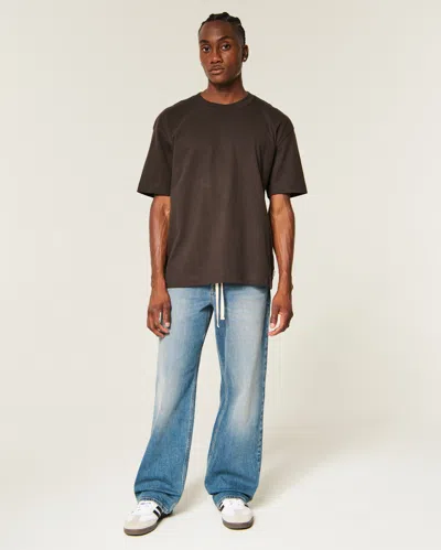 Hollister Boxy Heavyweight Crew T-shirt In Dark Brown
