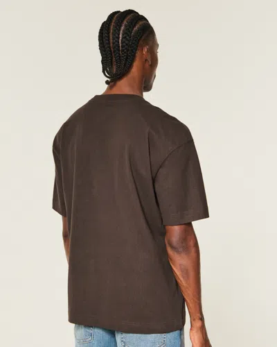 Hollister Boxy Heavyweight Crew T-shirt In Dark Brown