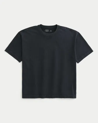 Hollister Boxy Heavyweight Crew T-shirt In Black