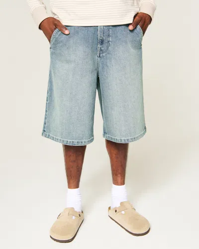 Hollister Super Baggy Jean Shorts In Medium