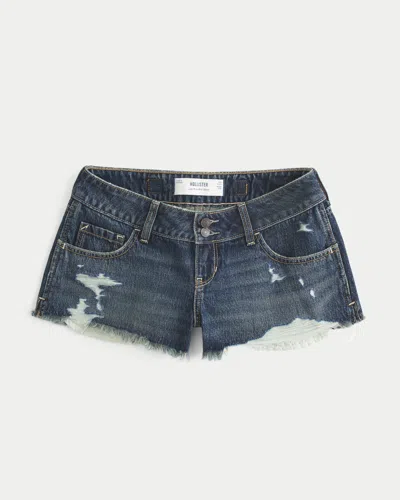Hollister Andi Adjustable Low-rise Ripped Mini Jean Shorts In Dark Ripped
