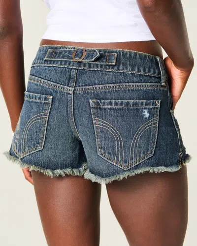 Hollister Andi Adjustable Low-rise Ripped Mini Jean Shorts In Dark Ripped