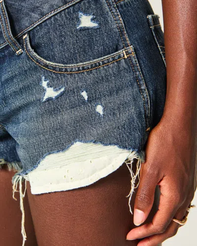 Hollister Andi Adjustable Low-rise Ripped Mini Jean Shorts In Dark Ripped