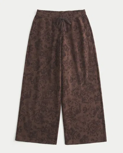 Hollister Low-rise Floral Pattern Baggy Sweatpants In Brown Pattern