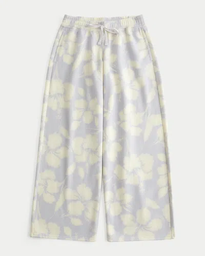 Hollister Low-rise Floral Pattern Baggy Sweatpants In Light Grey Floral