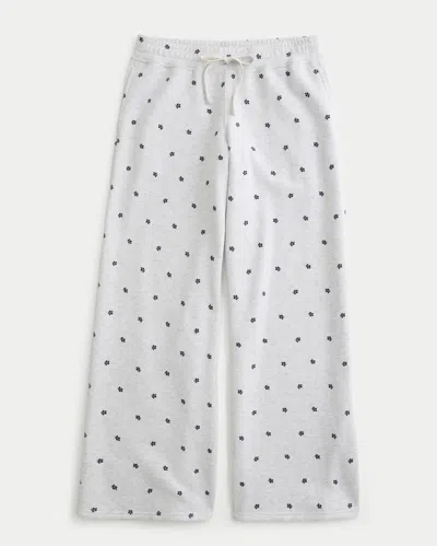Hollister Low-rise Floral Pattern Baggy Sweatpants In Heather Gray
