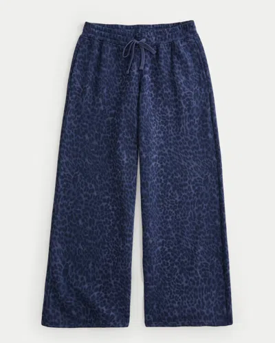 Hollister Low-rise Leopard Print Baggy Sweatpants In Navy Pattern