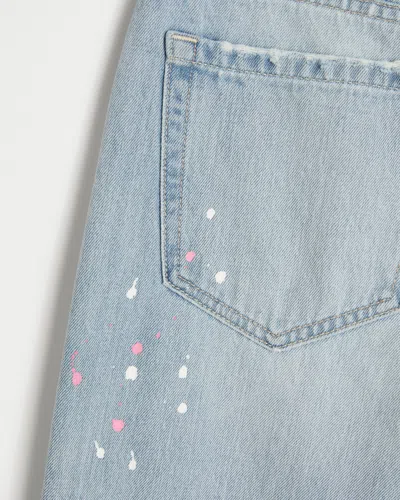 Hollister Ultra Low-rise Paint Splatter Barrel Jeans In Light