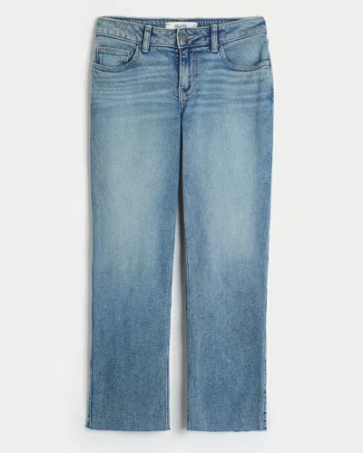 Hollister Mid-rise Ankle Straight Jeans In Medium Wash