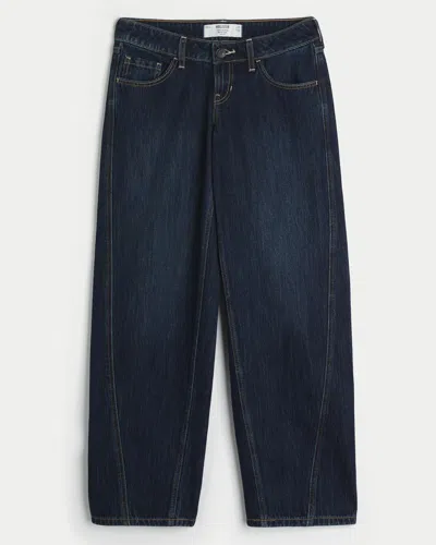 Hollister Ultra Low-rise Barrel Jeans In Dark Wash