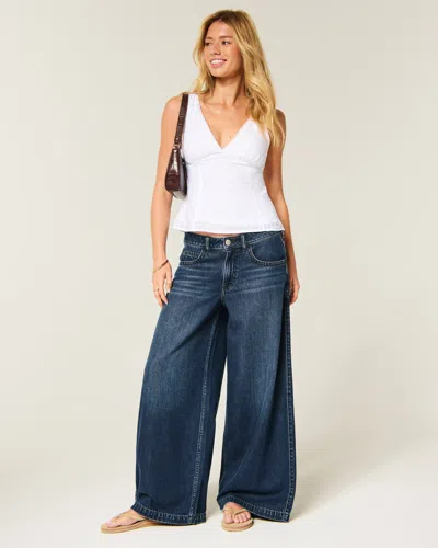 Hollister Ultra Low-rise Drapey Beyond Baggy Jeans In Dark