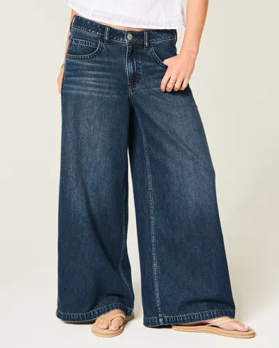 Hollister Ultra Low-rise Drapey Beyond Baggy Jeans In Dark