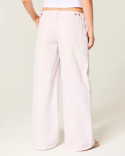 Hollister Andi Adjustable Ultra Low-rise Super Baggy Jeans In Light Pink Wash