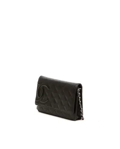 Pre-owned Chanel Cc Cambon Wallet On Chain In Black