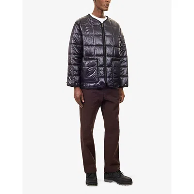 The North Face Black Red Box Liner Quilted Grid Pattern Jacket In Obsidian/obsidi