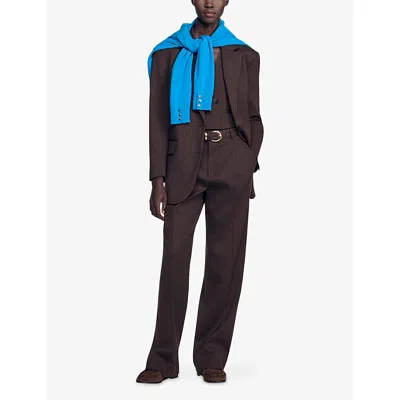 Sandro Amanda Tailored Suit Jacket In Brown