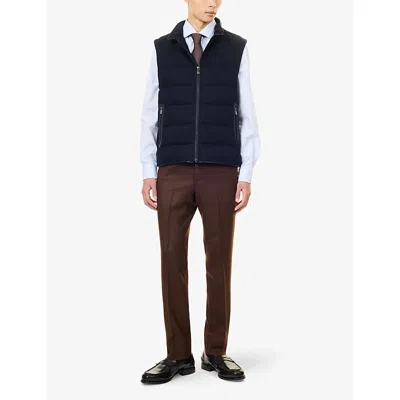 Corneliani Virgin Wool Padded Gilet In Navy
