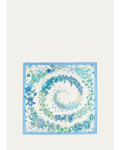Ferragamo Spring-print Silk Scarf In White