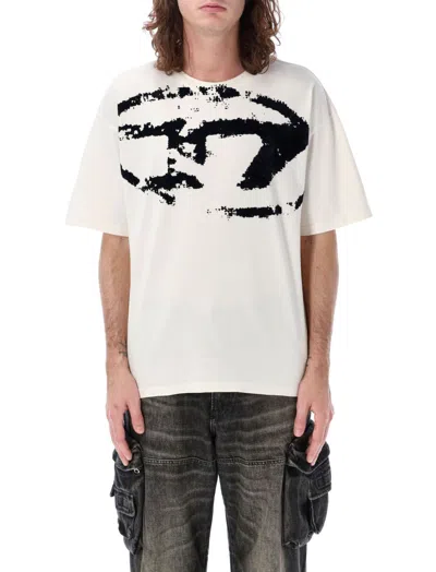 Diesel T-shirt With Distressed Flock Print In Neutral
