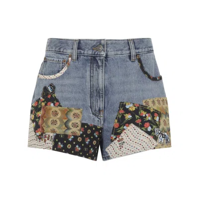Valentino Patchwork Jeans With Embroidered-beads In Pink