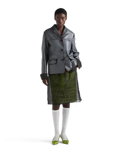 Prada Smooth Leather And Suede Jacket In Anthrazitgrau