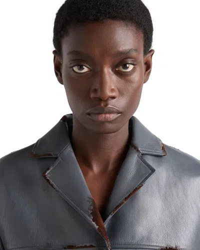 Prada Smooth Leather And Suede Jacket In Anthrazitgrau