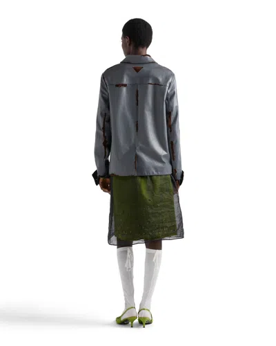 Prada Smooth Leather And Suede Jacket In Anthrazitgrau