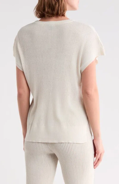 Splendid Ribbed Short Sleeve Sweater In Multi