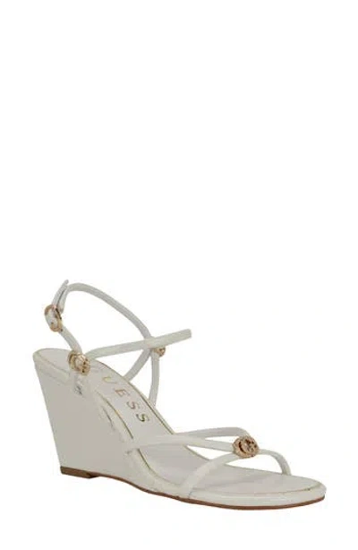 Guess Devve Slingback Wedge Sandal In White