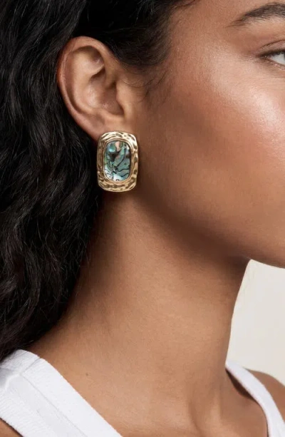 Ettika Abalone Rectangular Drop Earrings In Gold