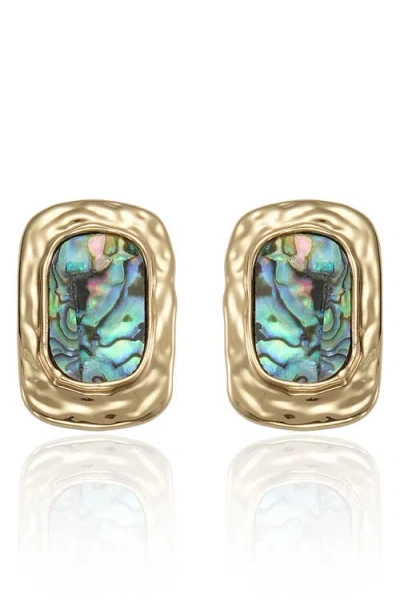 Ettika Abalone Rectangular Drop Earrings In Gold