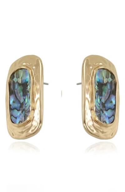 Ettika Abalone Rectangular Drop Earrings In Gold
