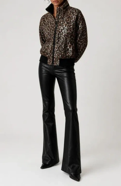 Noize Zaylee Leopard Printed Bomber Jacket In Black Leopard