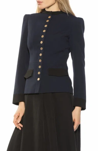 Alexia Admor Nox Button-up Blazer In Navy