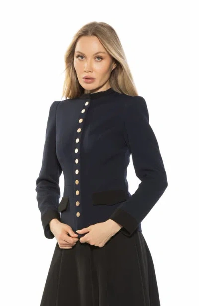 Alexia Admor Nox Button-up Blazer In Navy