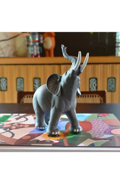 Kinetic Solid Elephant Sculpture In Blue