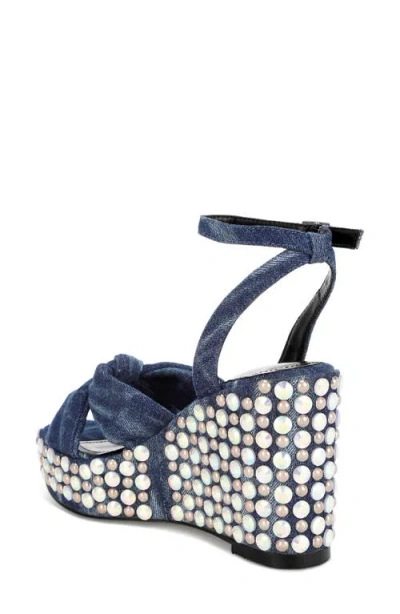 Rag & Co Moondot Wedge Sandal In Blue