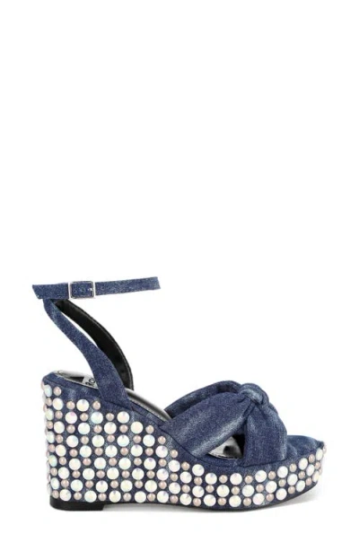 Rag & Co Moondot Wedge Sandal In Blue