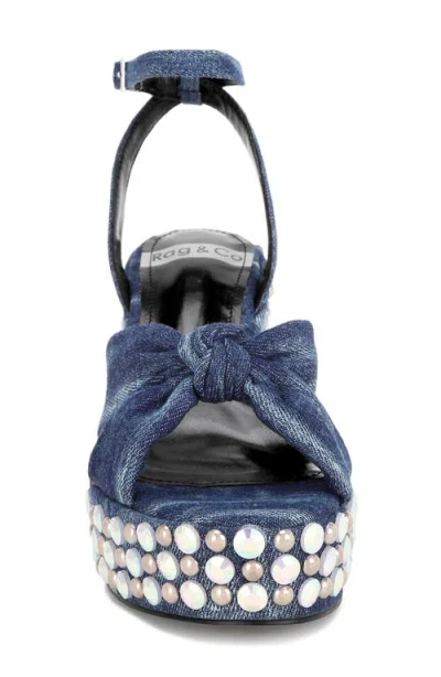 Rag & Co Moondot Wedge Sandal In Blue