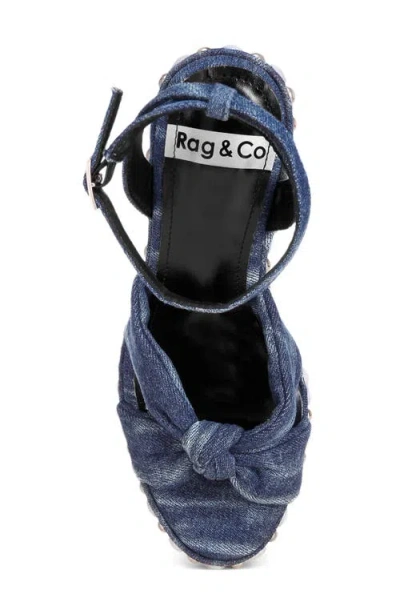 Rag & Co Moondot Wedge Sandal In Blue
