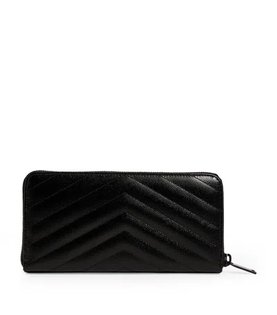 Saint Laurent Monogram Zip-around Wallet In Black