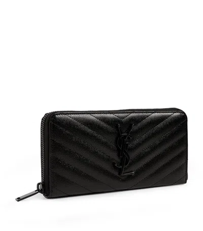 Saint Laurent Monogram Zip-around Wallet In Black