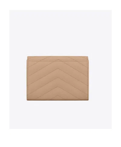 Saint Laurent Small Monogram Envelope Wallet In Nude