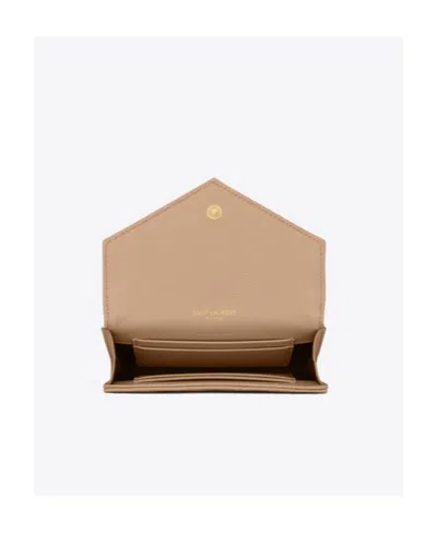 Saint Laurent Small Monogram Envelope Wallet In Nude