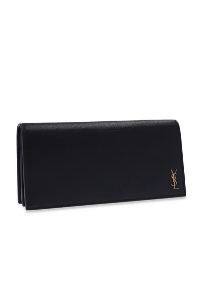 Saint Laurent Monogram Leather Wallet In Black
