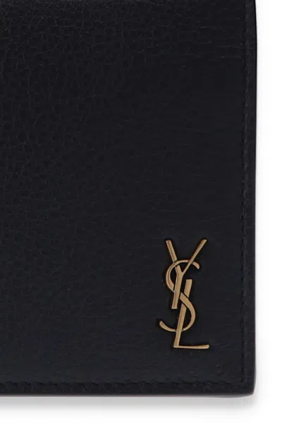 Saint Laurent Monogram Leather Wallet In Black