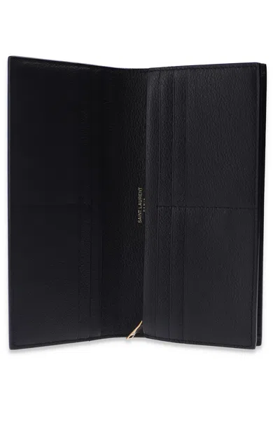 Saint Laurent Monogram Leather Wallet In Black