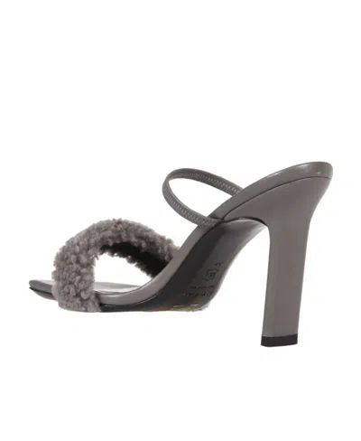 By Far Ada 100 Shearling Strap Sandals In Gray